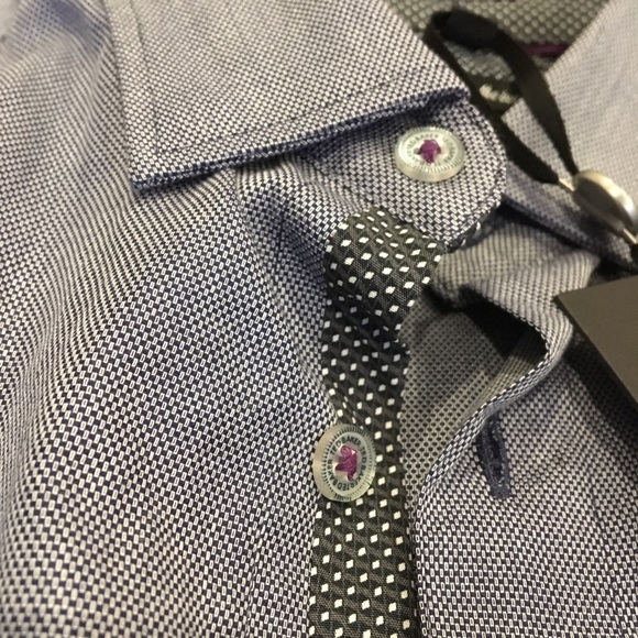 Ted Baker navy Button up down shirt - Picture 3 of 6